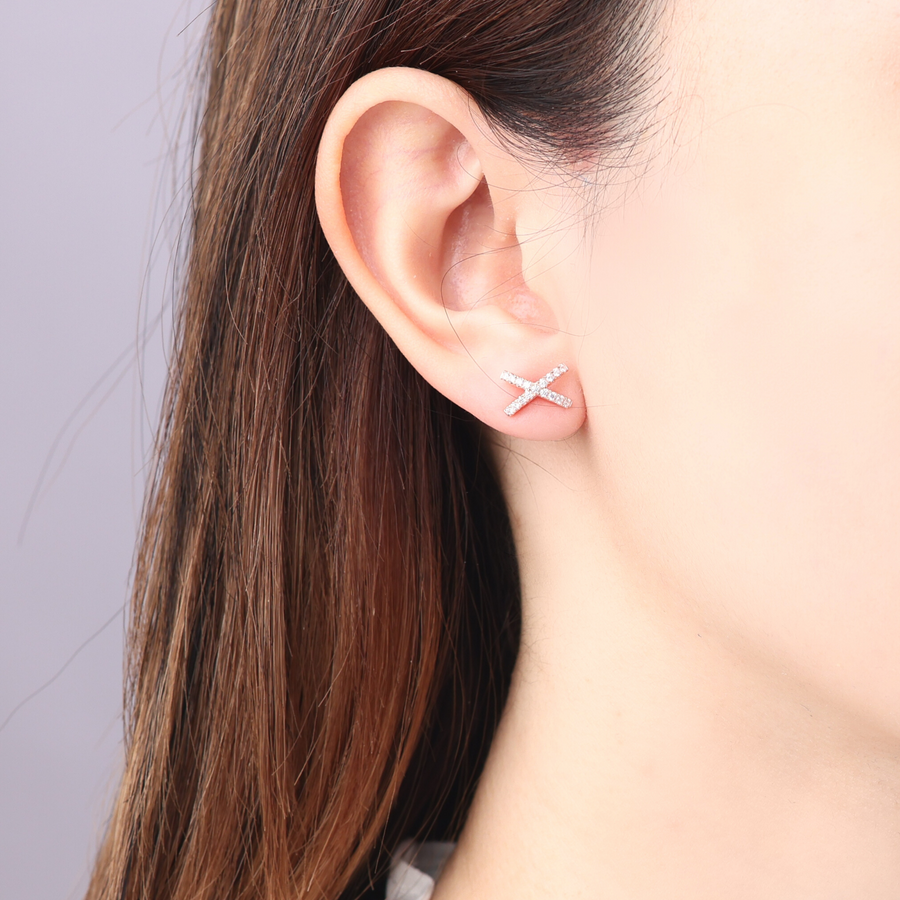 LARGE X-SHAPED CROSS DIAMOND EARRINGS